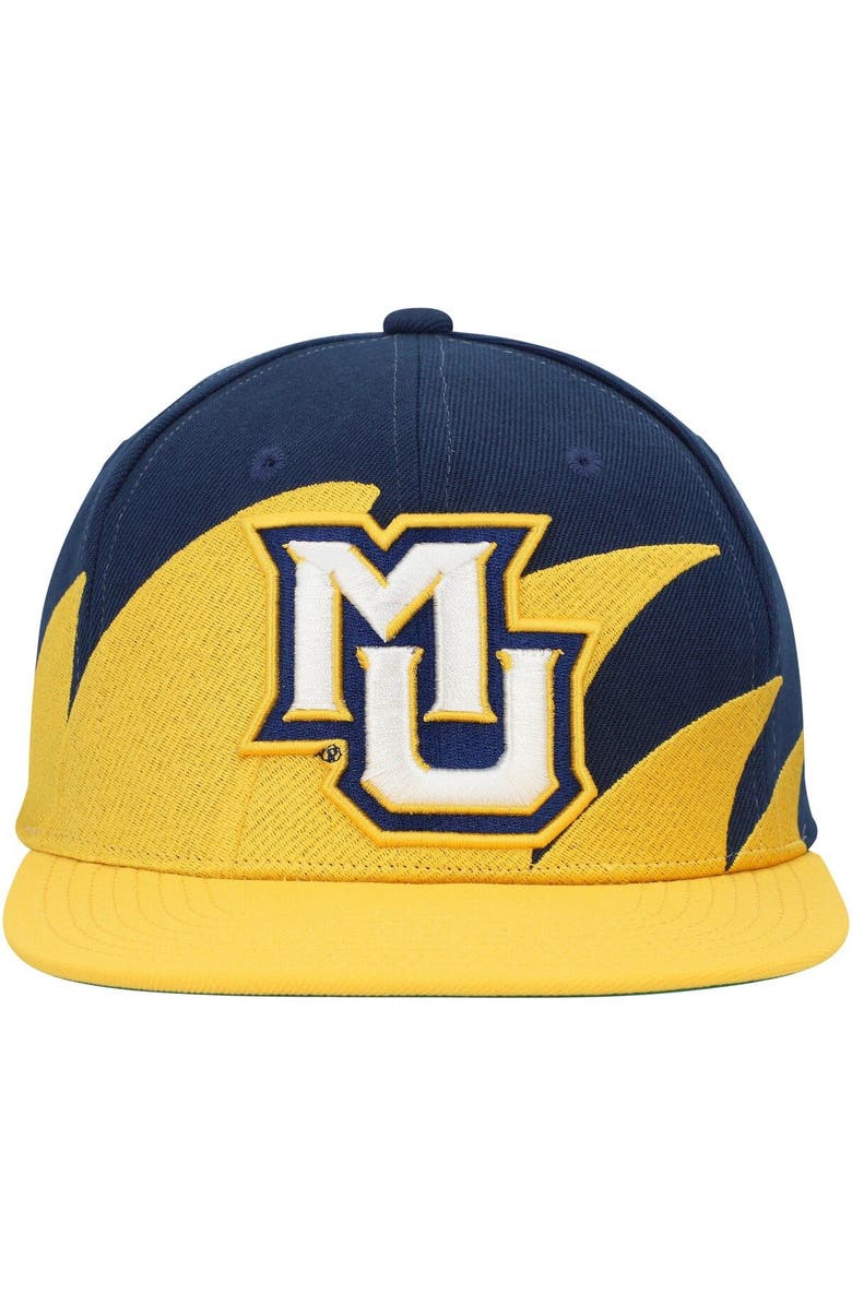 Mitchell & Ness Men's Mitchell & Ness Gold/Navy Marquette Golden Eagles Sharktooth Snapback Hat, Alternate, color, Gold