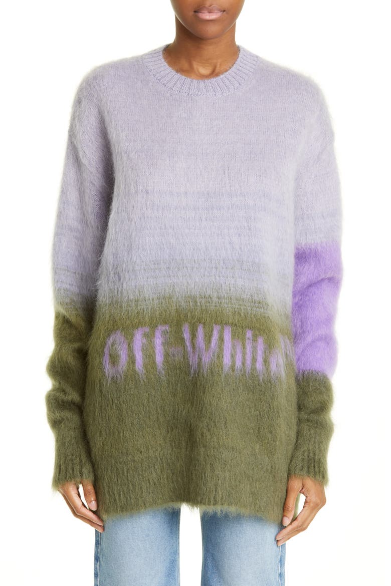 Helvetica Logo Mohair Blend Sweater, Main, color, MILITARYLILAC