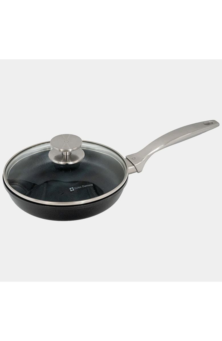 Swiss Diamond CHD Nonstick Fry Pan, 9.5-Inch with Lid, Main, color, Black