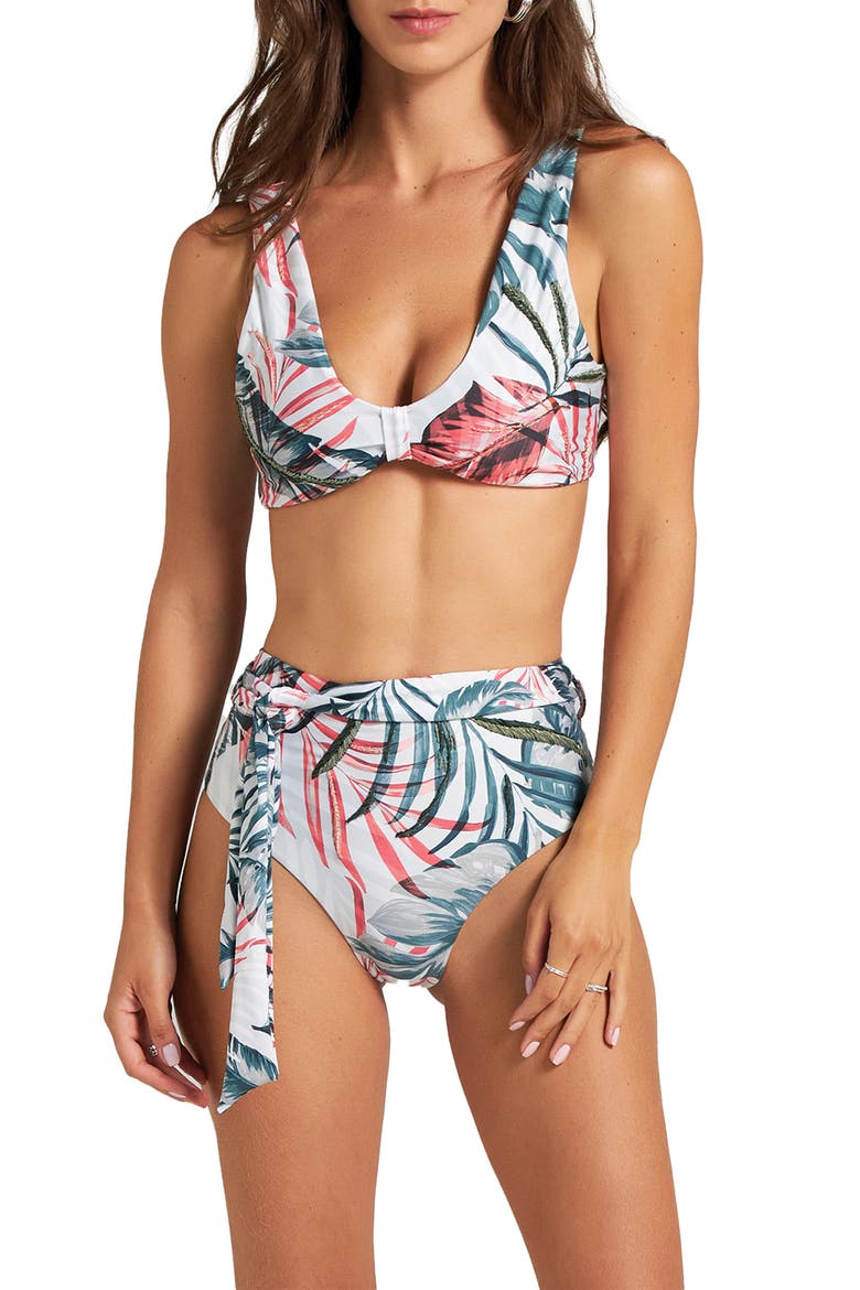 Belted High Waist Bikini Bottoms, Alternate, color, MULTI