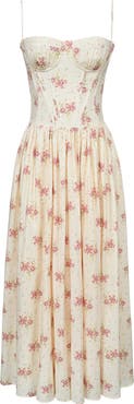 HOUSE OF CB Rona Floral Stretch Cotton Maxi Cocktail Dress