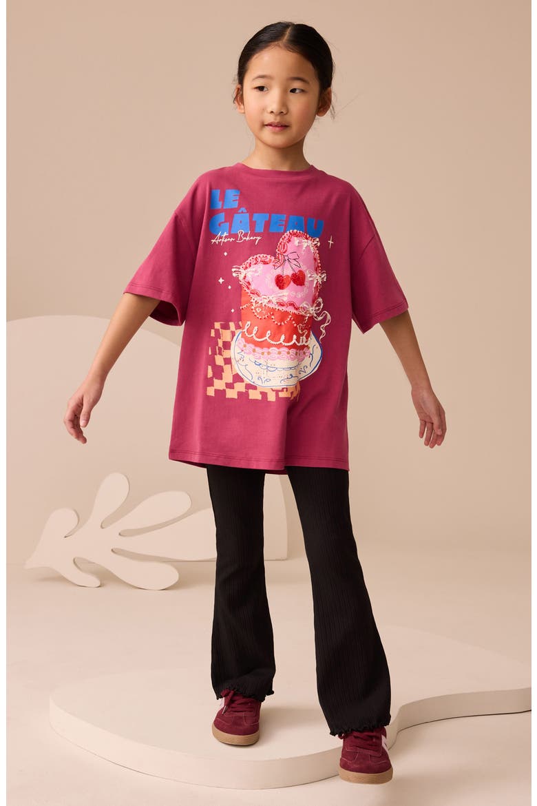 Kids' Cake Oversize Cotton Graphic T-Shirt, Alternate, color, BURGUNDY RED