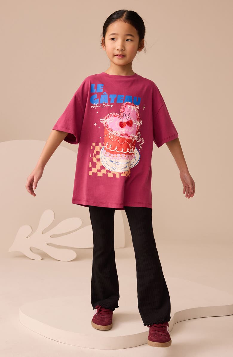 NEXT Kids' Cake Oversize Cotton Graphic T-Shirt, Alternate, color, Burgundy Red