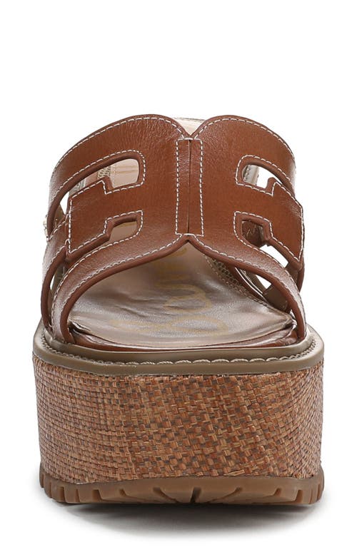 Sam Edelman Laine Platform Wedge Sandal In Rich Cognac