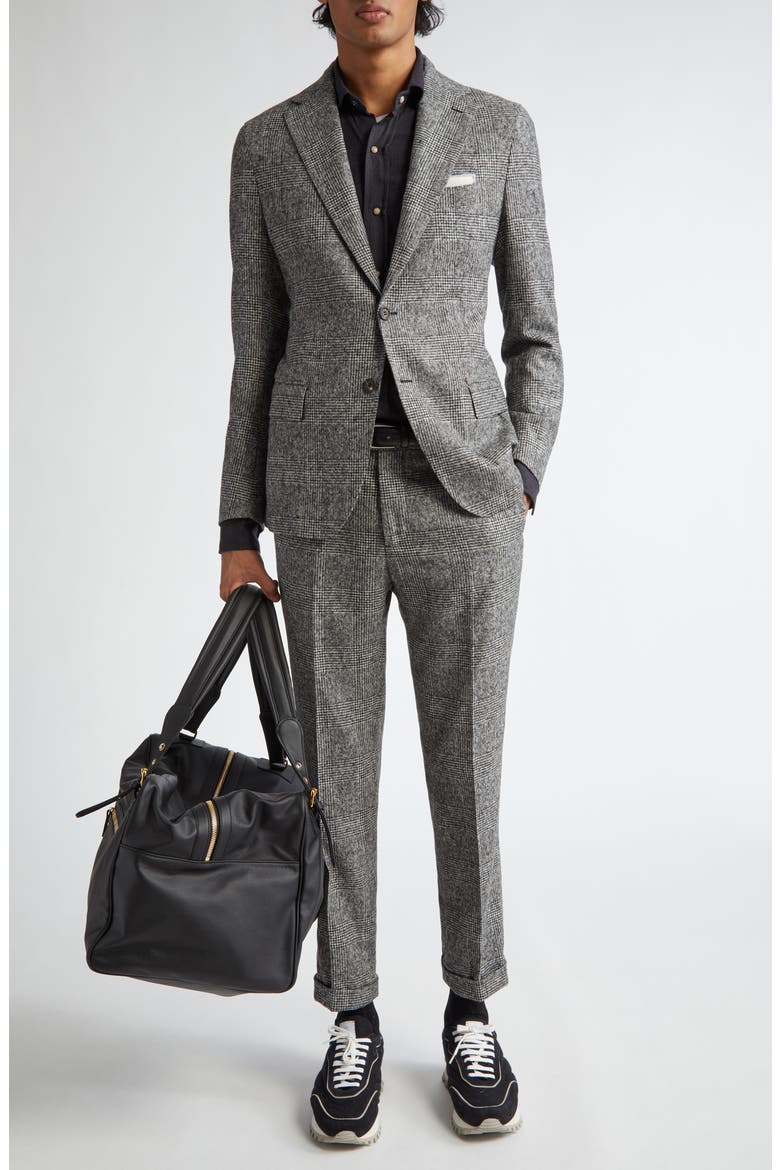 Prince of Wales Alpaca Blend Suit, Alternate, color, CARBON