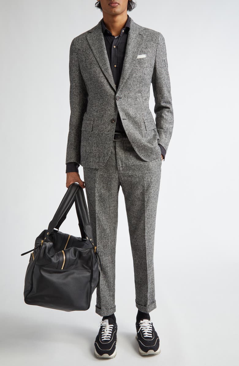 Eleventy Prince of Wales Alpaca Blend Suit, Alternate, color, Carbon