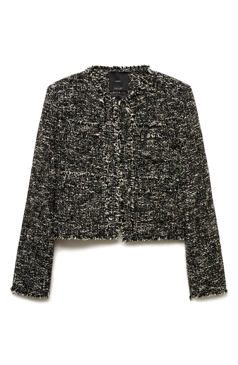 MANGO Fray Trim Tweed Jacket, Alternate, color,