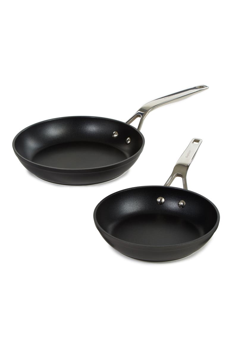 Hard Anodized 2-Piece Fry Pan Set, Main, color, BLACK