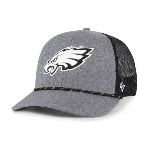 Men's '47 Heather Charcoal Philadelphia Eagles Carbon Rope Trucker Adjustable Hat