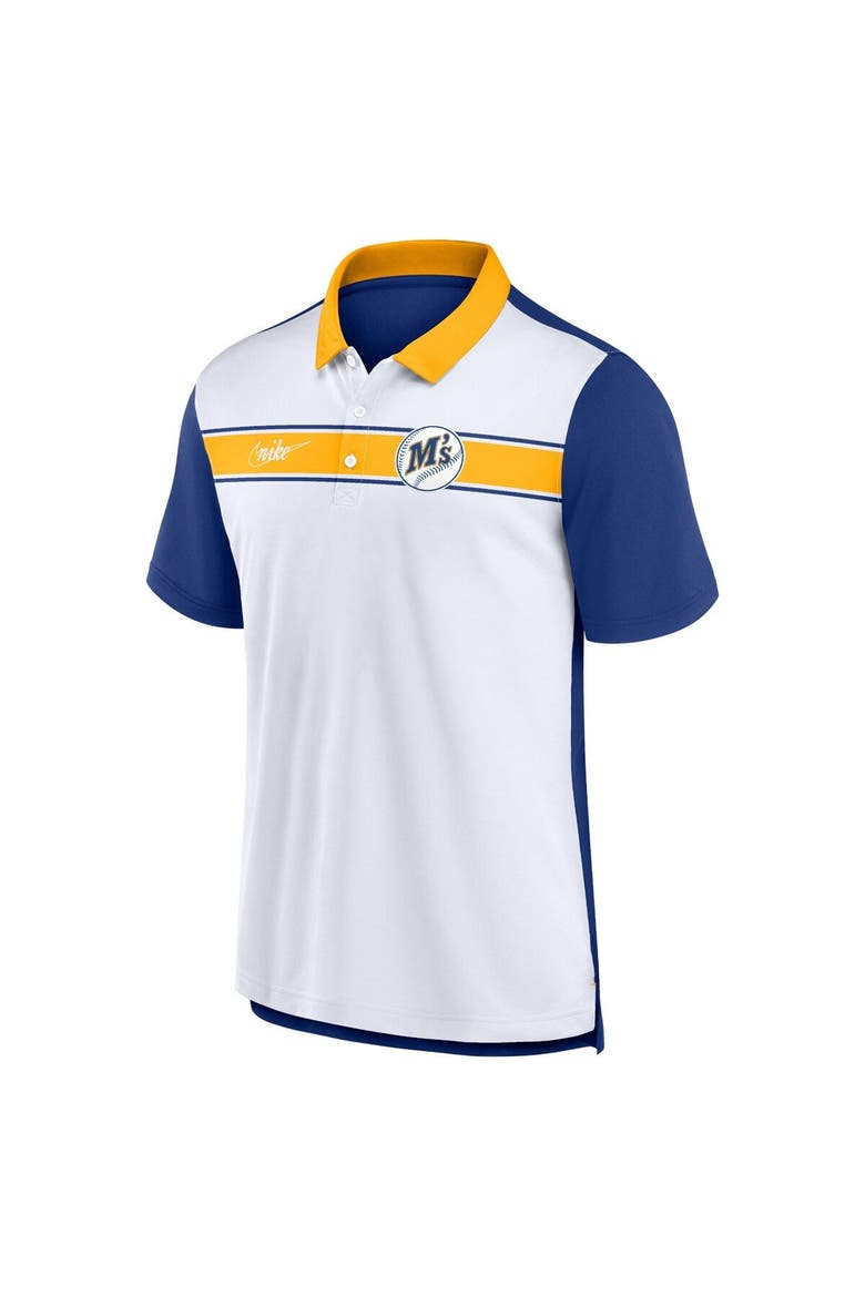 Men's Nike  White/Royal Seattle Mariners Rewind Stripe Polo, Alternate, color, White