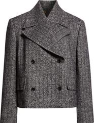 Dolce&Gabbana Stripe Double Breasted Wool Blend Crop Jacket