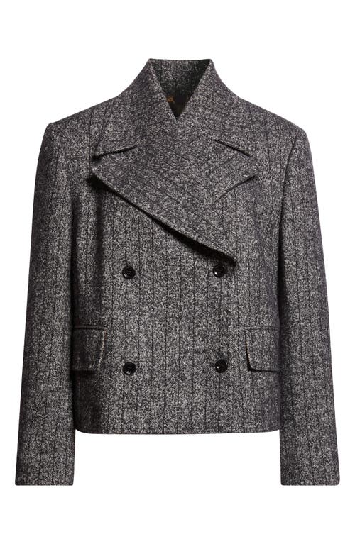 Dolce & Gabbana Dolce&gabbana Stripe Double Breasted Wool Blend Crop Jacket In Black