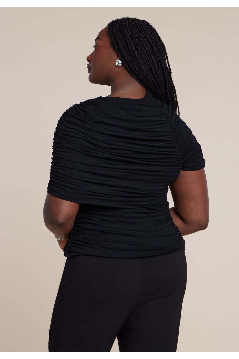 Sleeve Overlay Draped Top, Alternate, color, BLACK ONYX