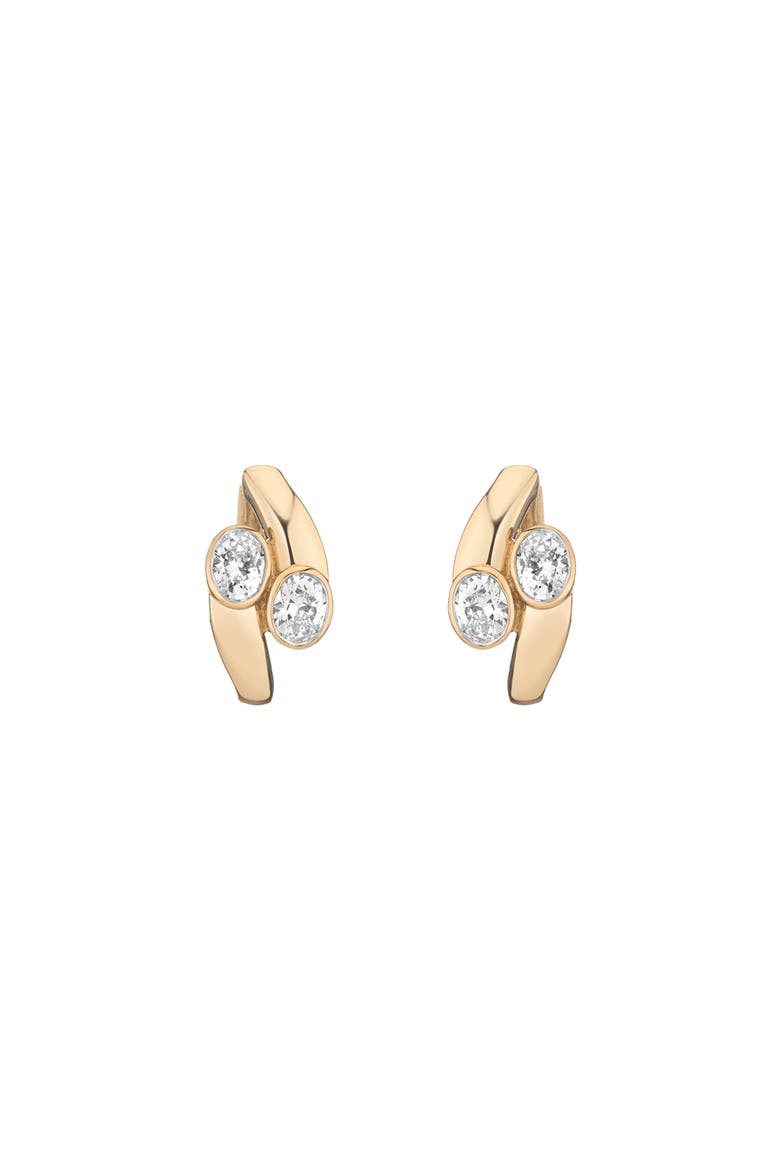 Lab Grown White Sapphire Ellipse Earrings, Alternate, color, Yellow Gold Vermeil