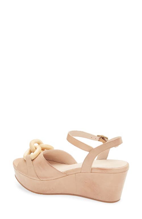 Chocolat Blu Chain Ankle Strap Wedge Sandal In Sand Leather