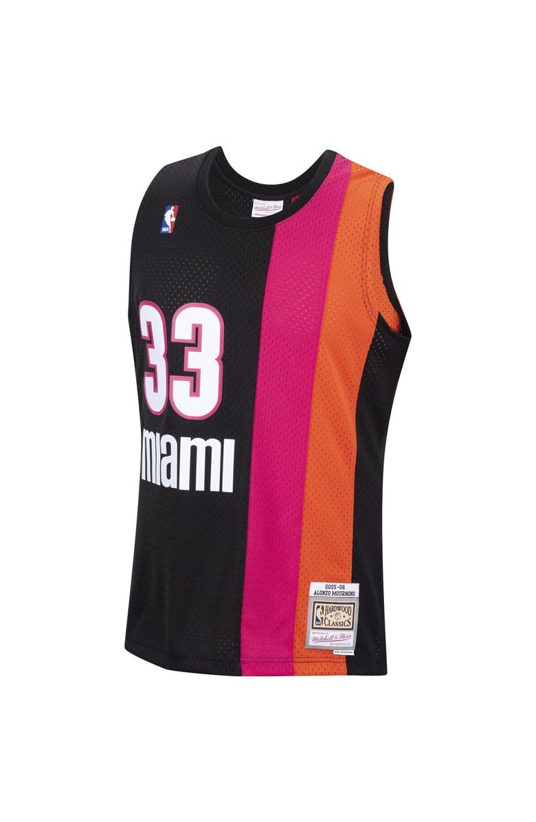 Mitchell & Ness Men's Mitchell & Ness Alonzo Mourning Black Miami Heat 2005/2006 Hardwood Classics Swingman Jersey, Alternate, color,