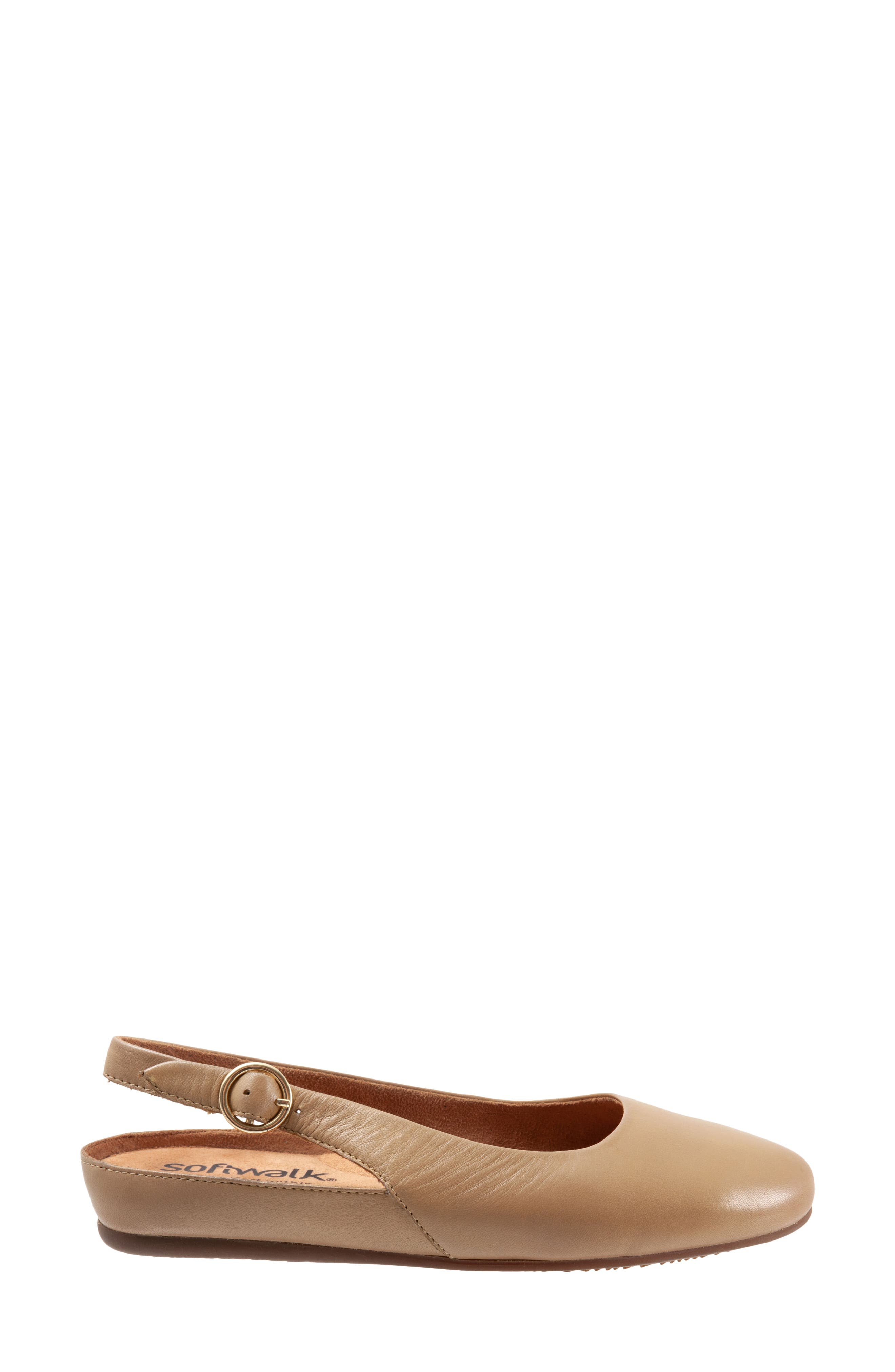 Sandy Slingback Flat Sandal, Alternate, color, BEIGE NAPPA LEATHER