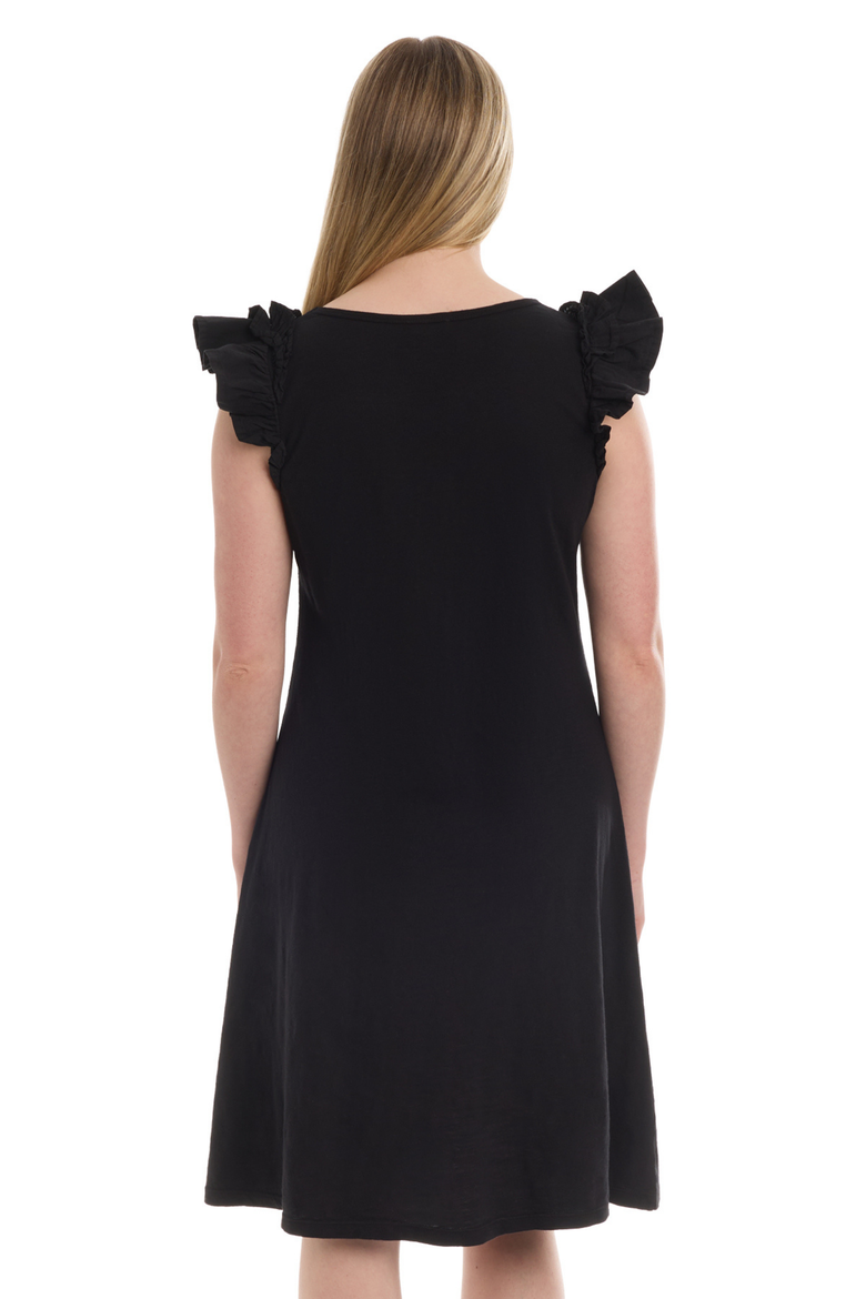 Ruffle Shoulder Tank Dress, Alternate, color, Black