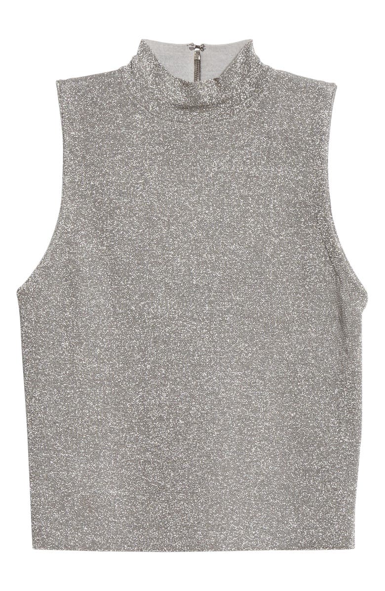 Alice + Olivia Lanie Sleeveless Mock Neck Metallic Wool Blend Sweater, Alternate, color, 