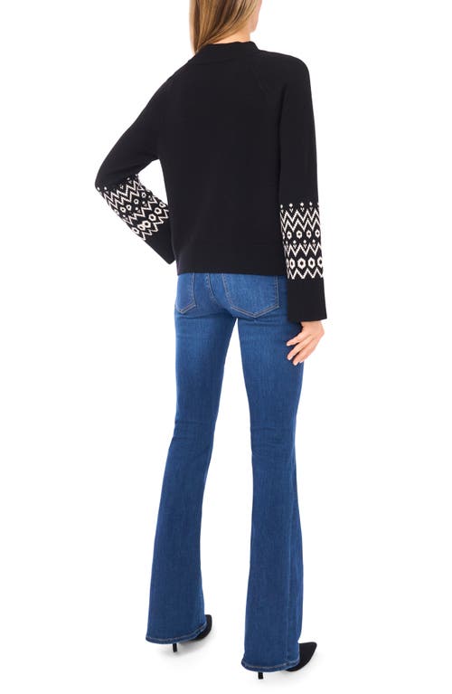 Halogenr Halogen(r) Fair Isle Accent Mock Neck Sweater In Black