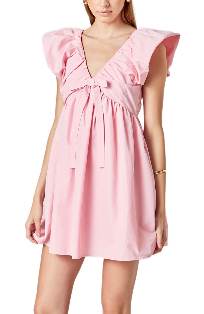 Endless Rose Bow Detail Minidress, Alternate, color, Pink/ Pink