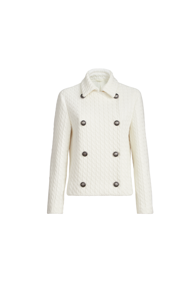 Cable knit blazer, Alternate, color, White