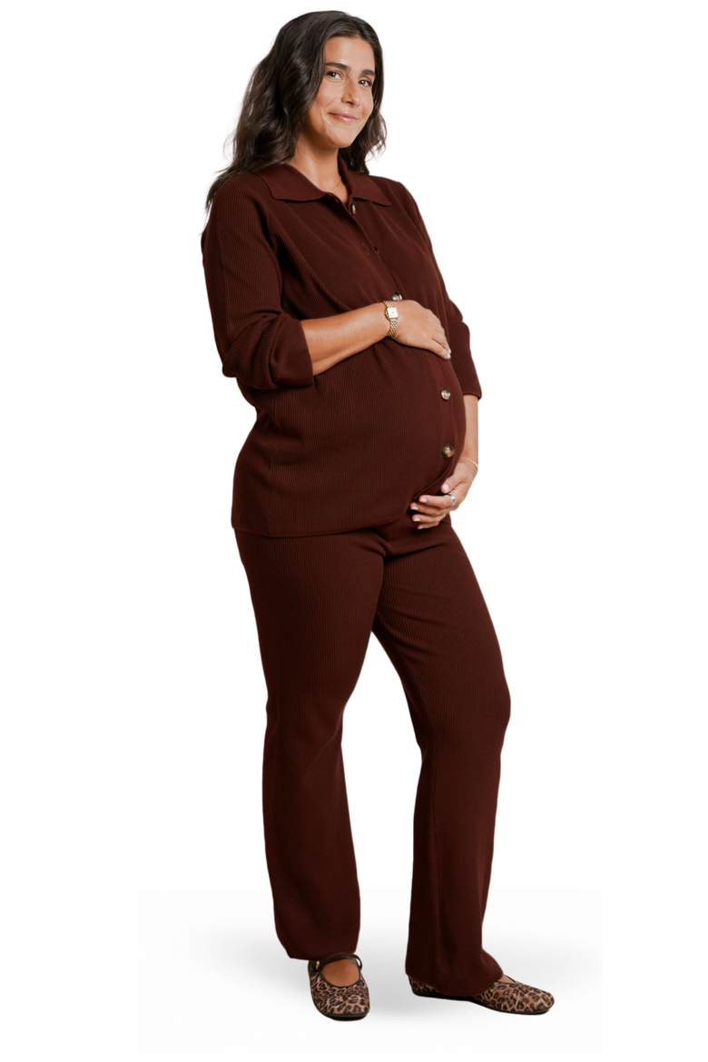 Thomasine Maternity & Nursing Knit Cardigan, Alternate, color, Chocolate