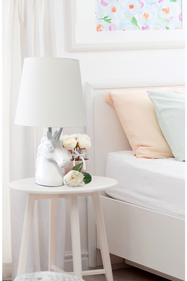Sparkling Silver and White Unicorn Table Lamp, Alternate, color, SILVER