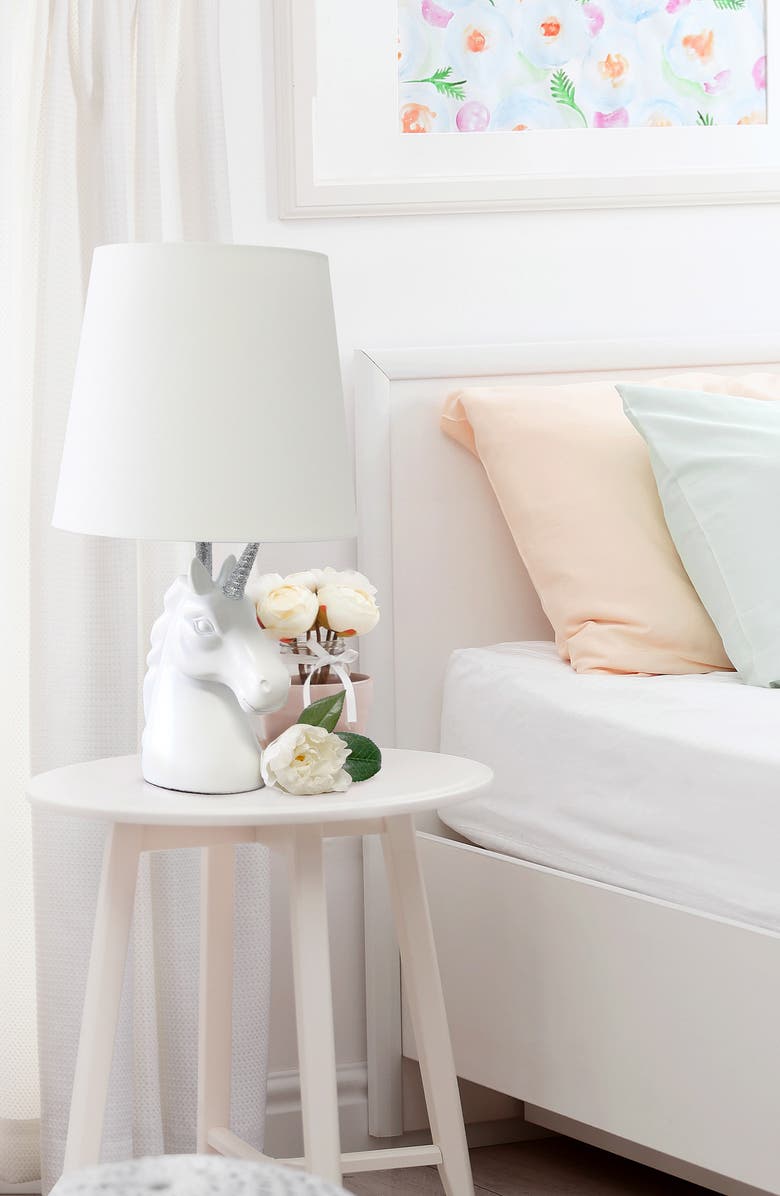 LALIA HOME Sparkling Silver and White Unicorn Table Lamp, Alternate, color, 