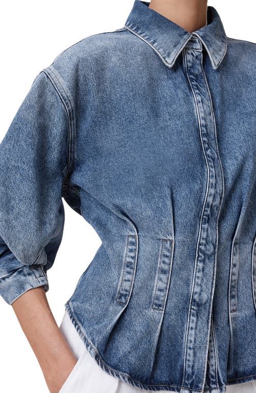 Allsaints Womens Vintage Indigo Nancy Slim-fit Fitted-waist Denim Shirt In Blue