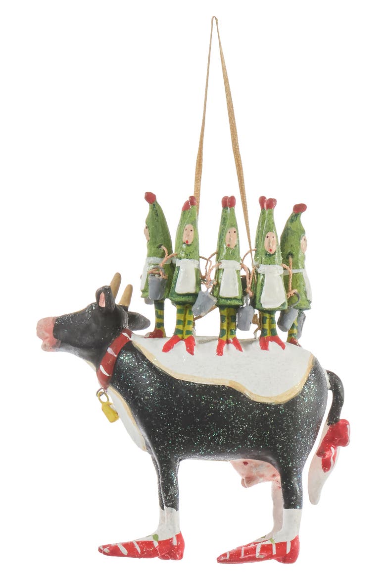 Patience Brewster 12 Days Eight Maids a-Milking Ornament, Alternate, color, BLACK