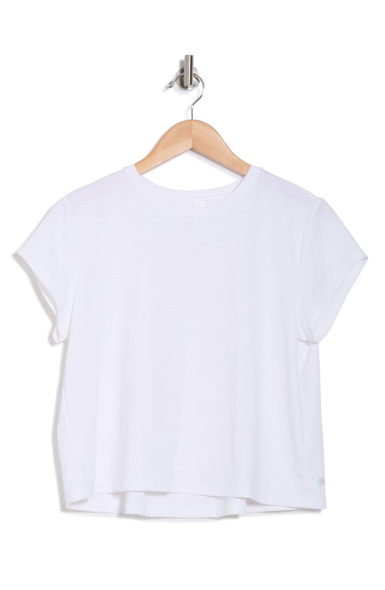 Z by Zella Flow Mesh Pleated T-Shirt, Alternate, color, White