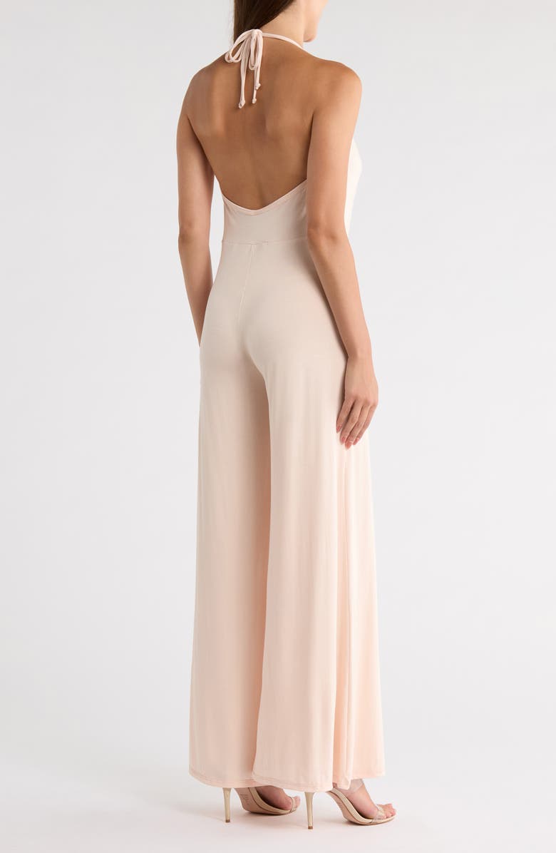 GO COUTURE Plunge Strap Wide Leg Jumpsuit, Alternate, color, Linen