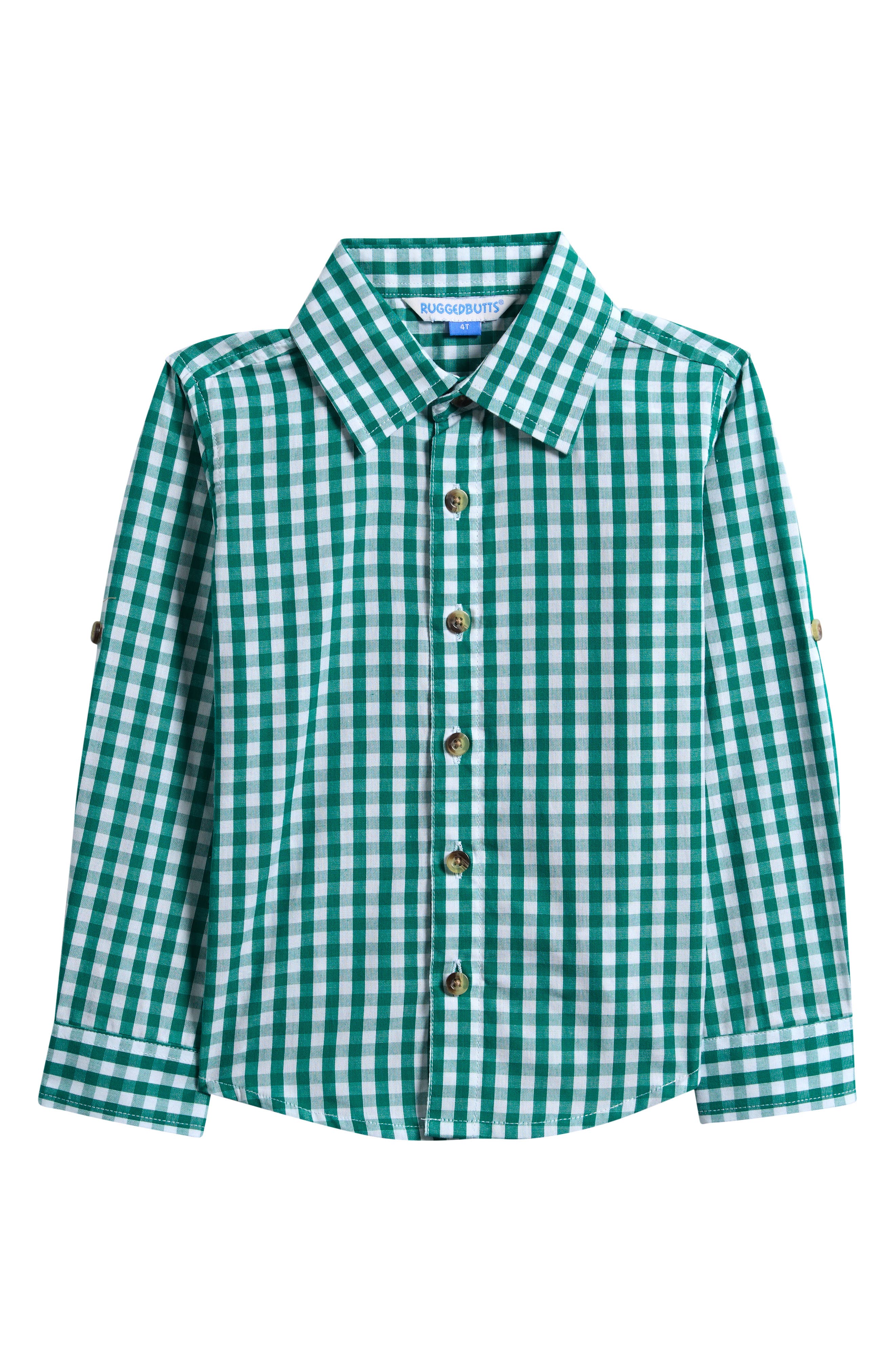 RuggedButts Kids' Gingham Cotton Button-Up Shirt