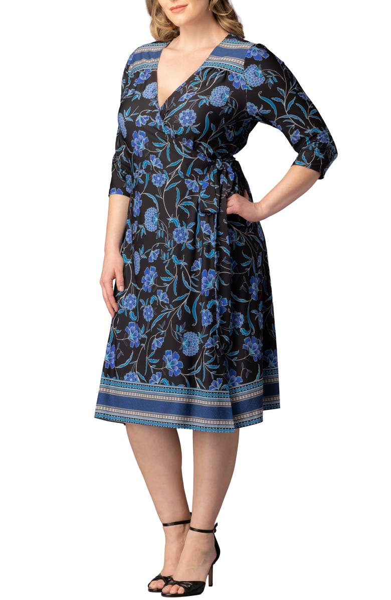 Kiyonna Beguiling Floral A-Line Wrap Dress, Alternate, color,