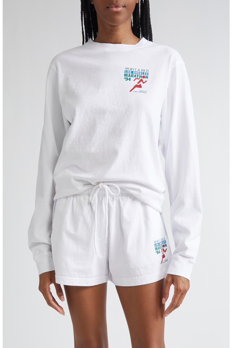 LA Marathon Long Sleeve Cotton T-Shirt, Main, color, WHITE