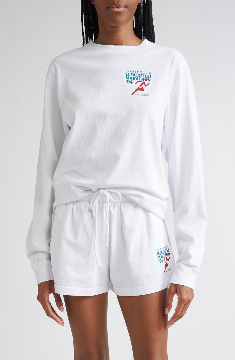 Sporty & Rich LA Marathon Long Sleeve Cotton T-Shirt, Main, color,