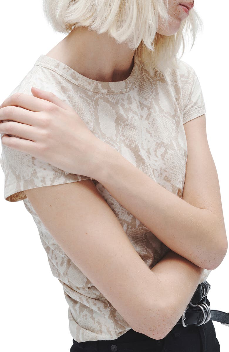 rag & bone Snakeskin Print Cotton Crewneck T-Shirt, Alternate, color, Snake Print