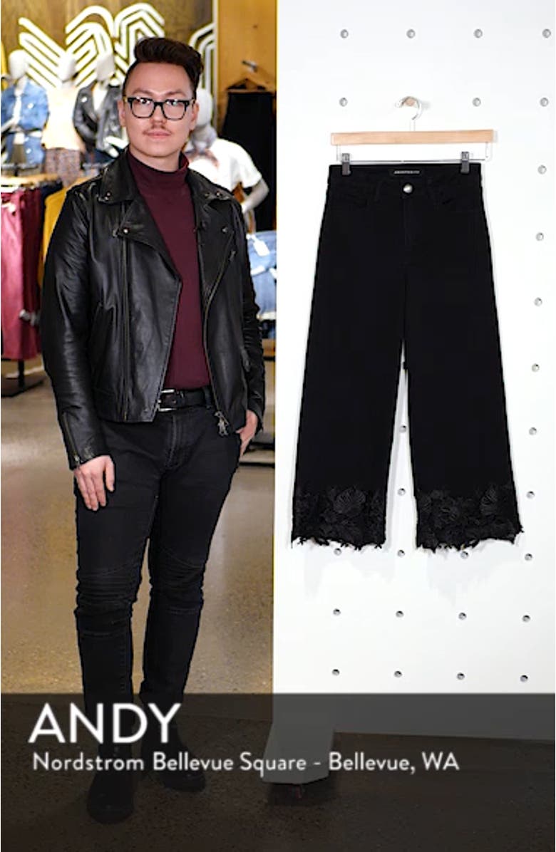Lace Hem Wide Leg Crop Jeans, sales video thumbnail