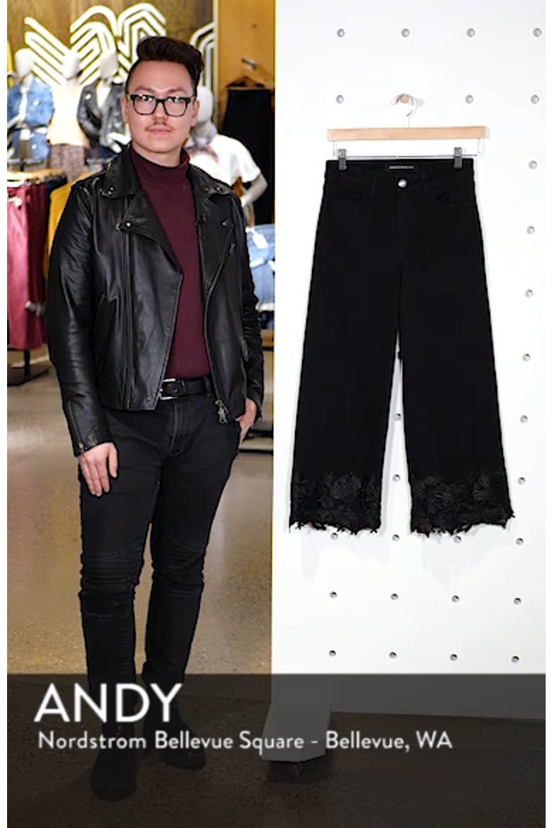 Lace Hem Wide Leg Crop Jeans video