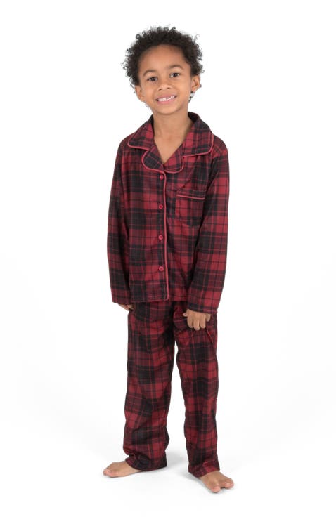 Kids Button-Front Flannel Printed Holiday Pajama Set (Toddler, Little Kid & Big Kid)
