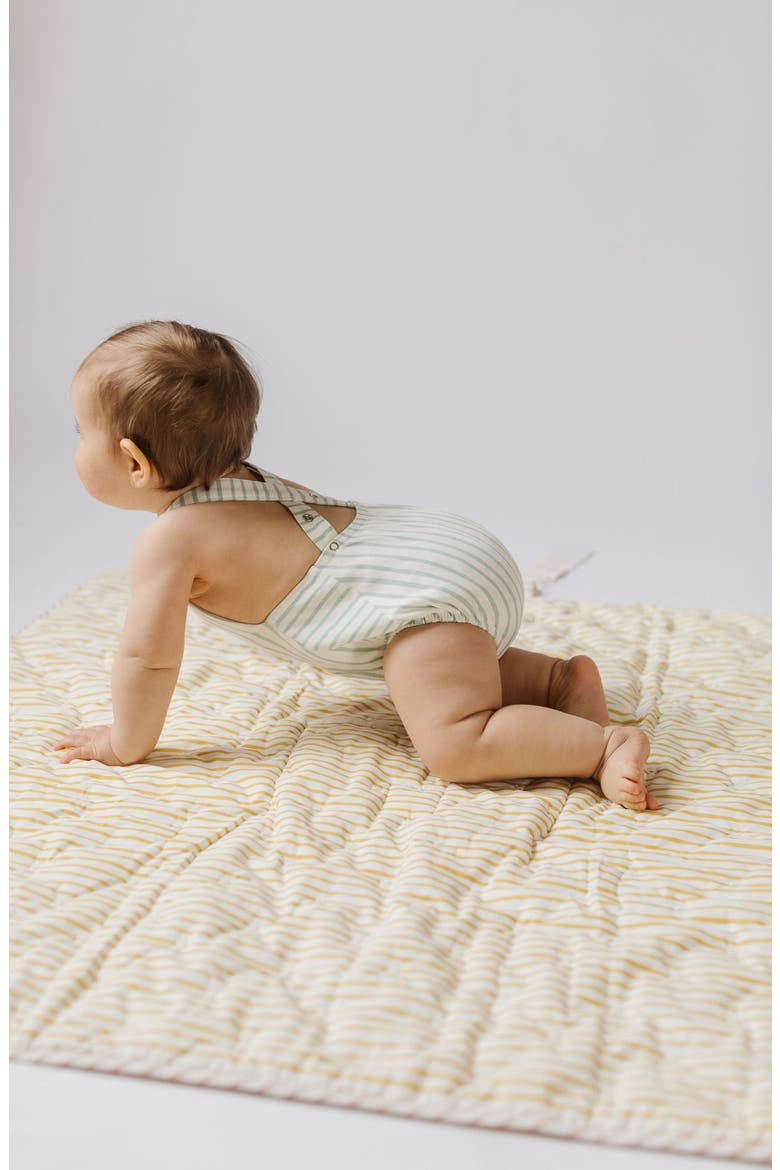 Crisscross Organic Cotton Bodysuit, Alternate, color, STRIPES AWAY SEA