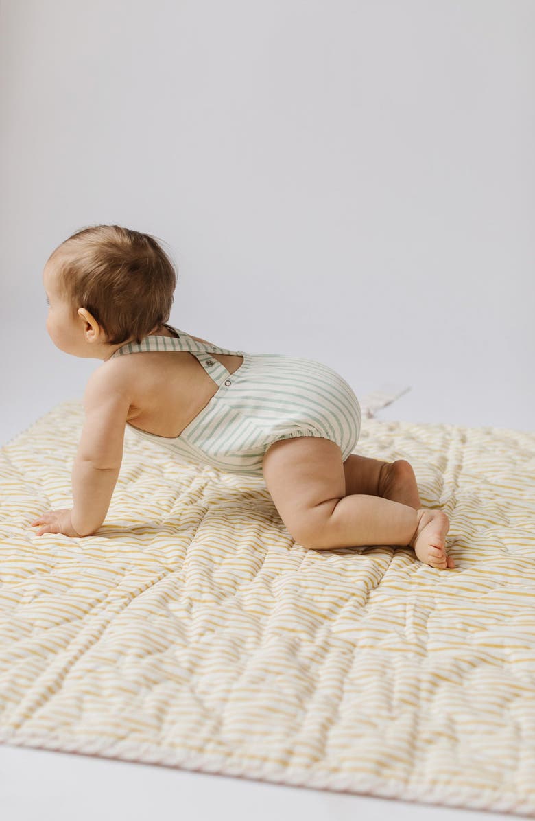 Pehr Crisscross Organic Cotton Bodysuit, Alternate, color, Stripes Away Sea