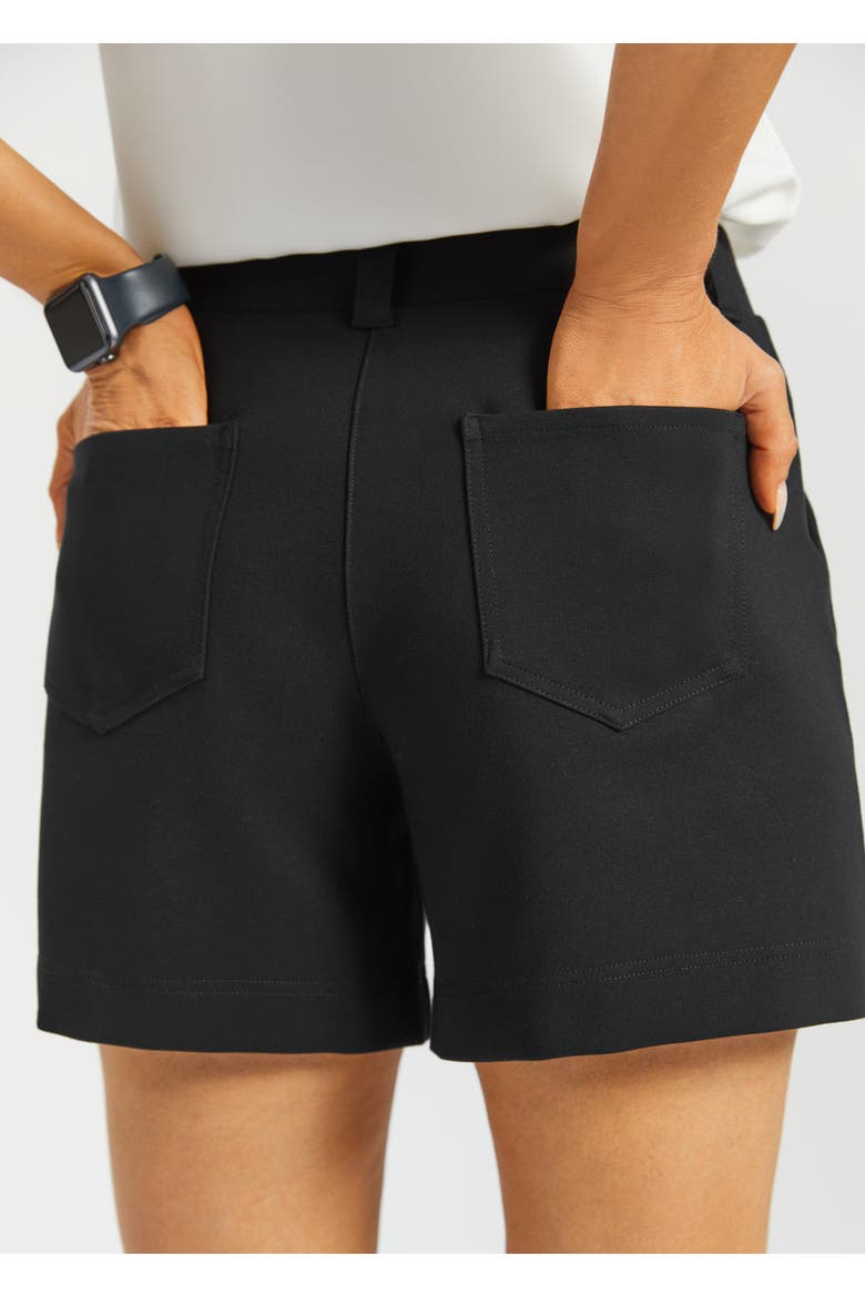 Tailored Seam Shorts Stretch Ponte, Alternate, color, Black