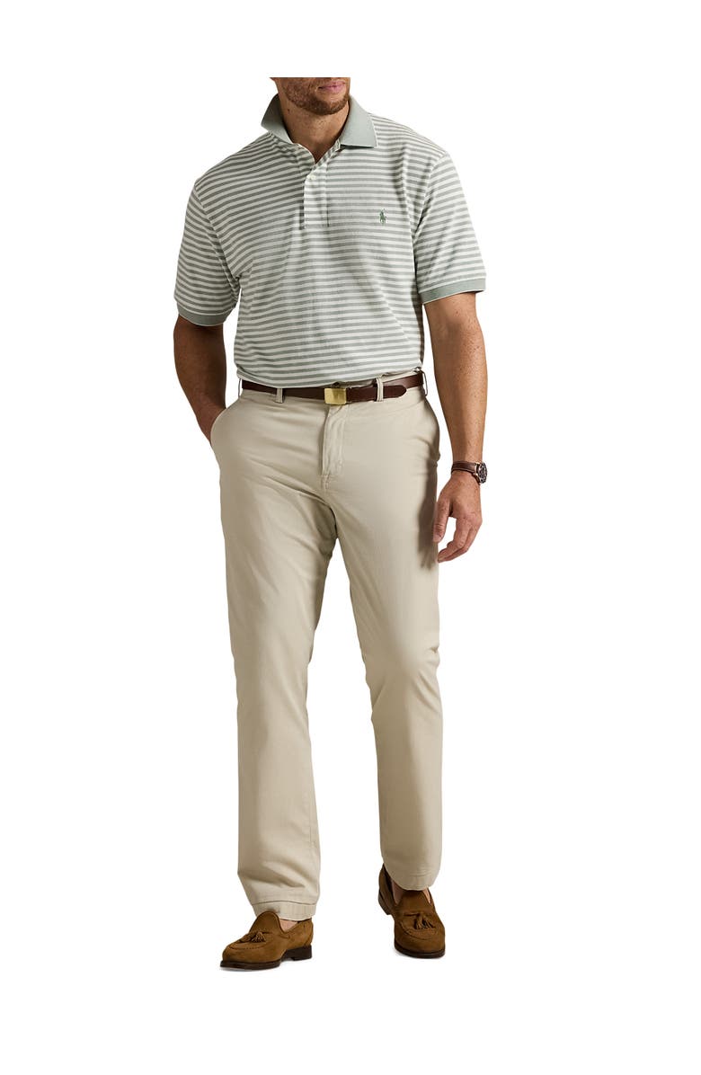 Polo Ralph Lauren Big & Tall Striped Oxford Mesh Polo Shirt, Alternate, color, Green Fatigue Nd Wht