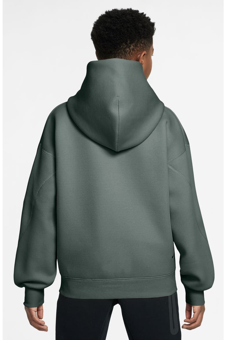 Kids' Oversize Tech Fleece Hoodie, Alternate, color, CLAY GREEN/ BLACK