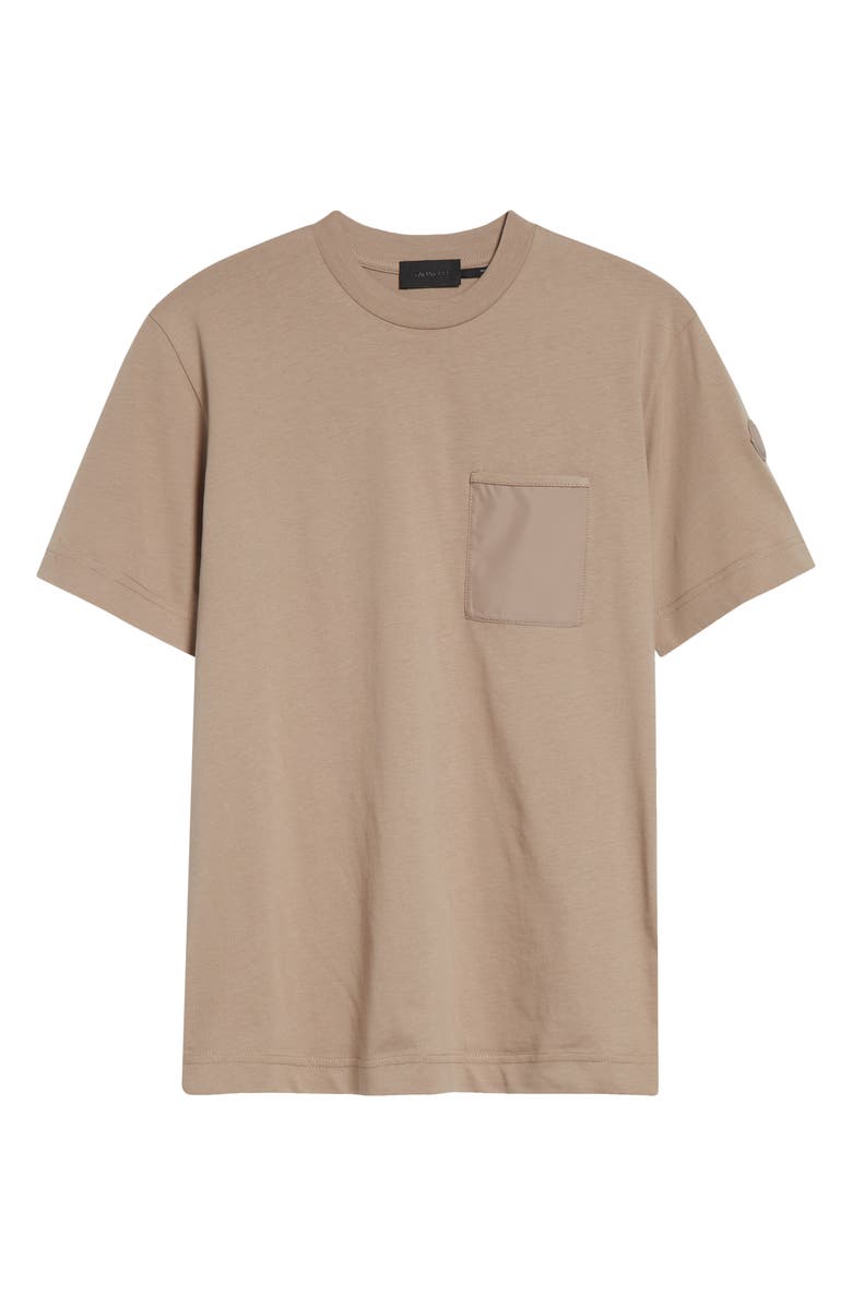 Moncler Mixed Media Patch Pocket T-Shirt, Main, color, Neutral