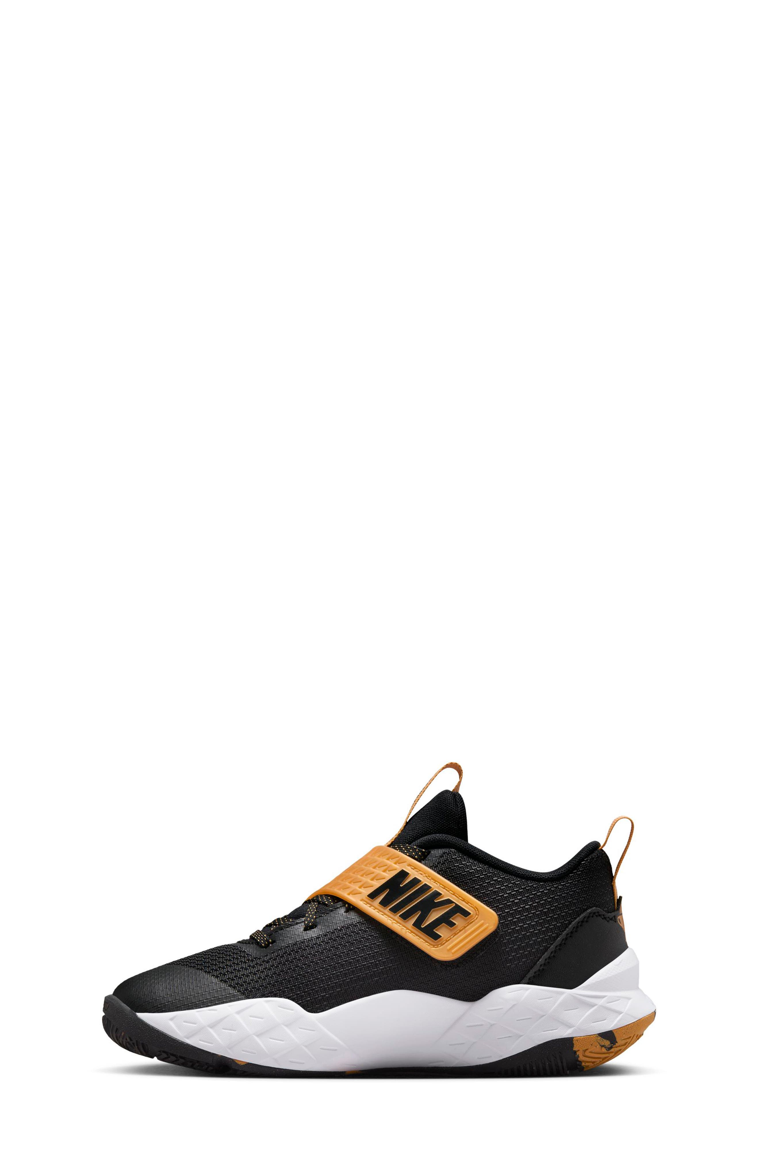 Nike Kids' Team Hustle D 12 Basketball Shoe, Alternate, color, Black/ Metallic Gold/ White