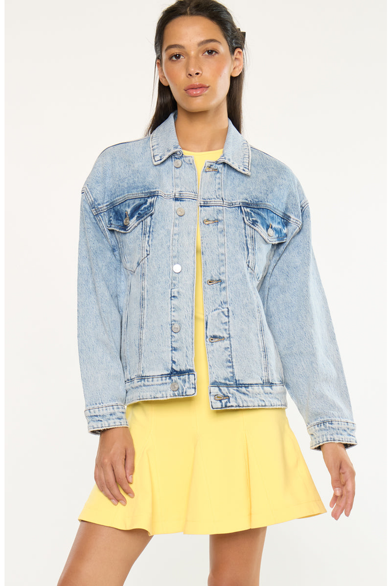 Illanie Oversized Denim Jacket, Alternate, color, Light Wash