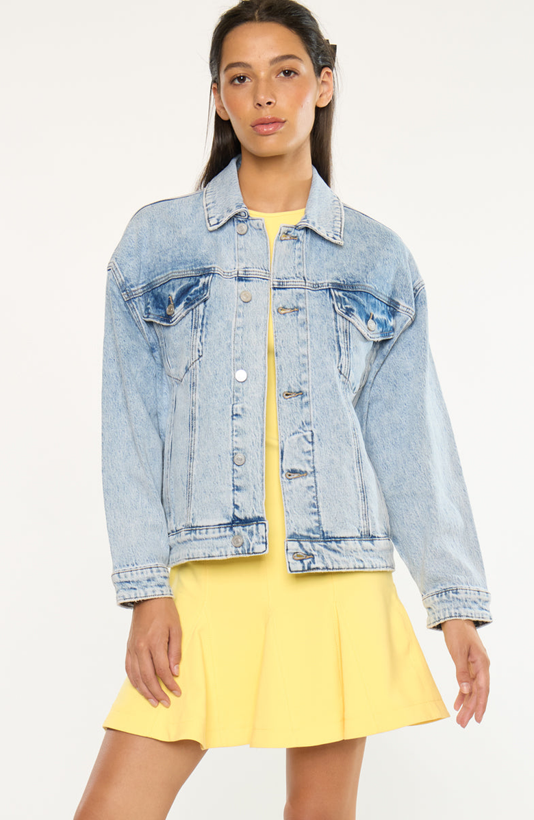 KanCan Illanie Oversized Denim Jacket, Alternate, color, Light Wash